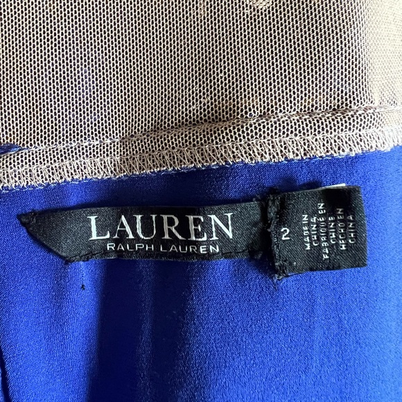 NWT Lauren Ralph Lauren Blue Lace Overlay Sleeveless Dress, Size 2 (US) - Picture 9 of 9